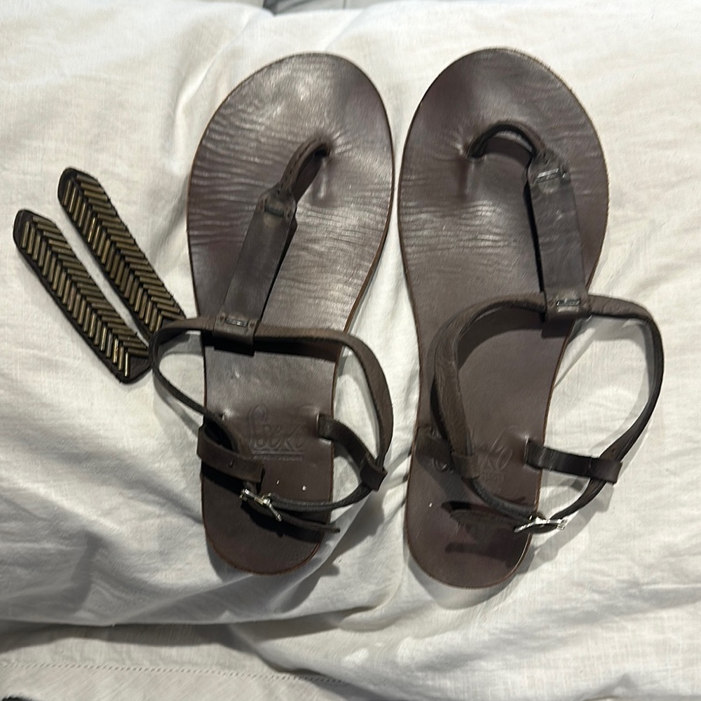SSEKO sandal with Interchangeable accent. Size 10. “Free People ish style”